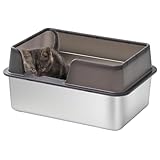 Katzentoilette mit hohen Wänden, offene Katzentoilette für Katzen, Katzentoilette aus Edelstahl, multifunktionale Katzentoilette für Kätzchen, Kaninchen, Meerschweinchen und andere kleine Tiere