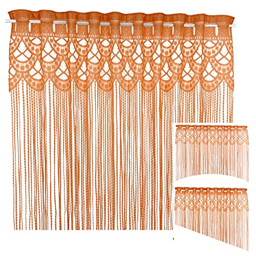 heimtexland ® Fadengardine Zuschneidbar Insektenschutz Vorhang Türvorhang Raumteiler Gardine Typ570 Terra Orange 160x295