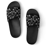 HABXNJF Duschpantoffeln, Schwarz Totenkopf Kopf Slider für Männer und Frauen, rutschfeste Slides für Indoor, Outdoor, Schwarz , 43.5 EU