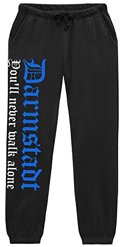 Darmstadt Never Walk Alone Jogginghose | Darmstadt Hose Herren Fussball Ultras Sport Freizeit | (XXL)