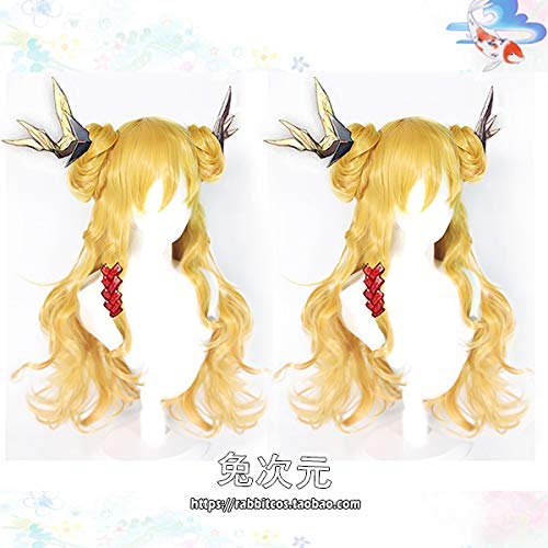 LINLINCD-Wig Anime Cosplay Arknights Shock Sting Cosplay Wig Level Langes Haar Enthält Haarpaket