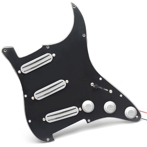 Schlagbrett-Tonabnehmer E-Gitarre Einzel-Pickup-Panel-Baugruppe, Kleines Doppelspur-Pickup-Mini-Pickup-Panel (Color : Black panel-white pickup)