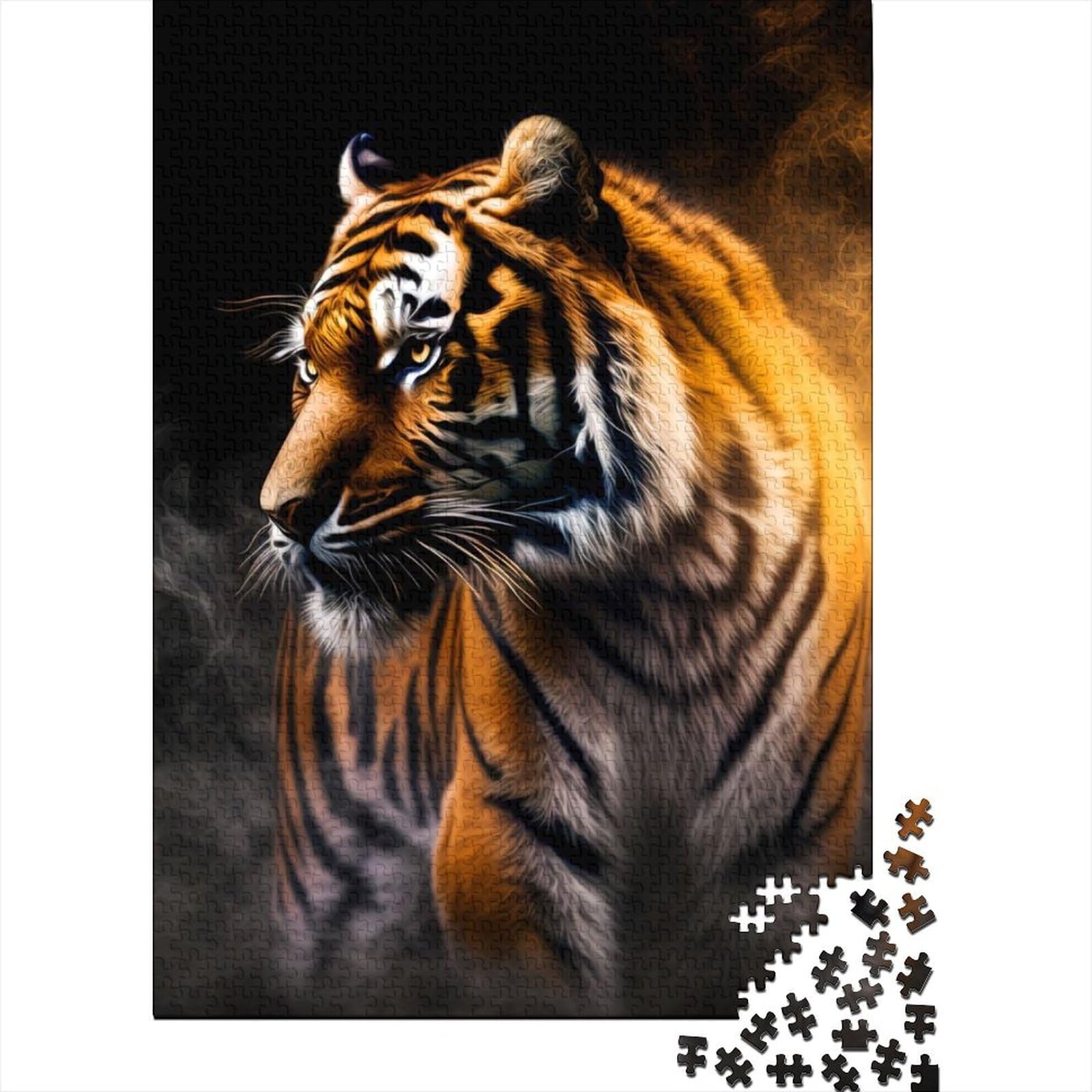 Tiger-Holzpuzzle für Erwachsene und Jugendliche von Adult Jigsaw Puzzles 1000 Teile Spielspielzeug für Erwachsene Familienpuzzle Geschenk (Size : 75x50cm)