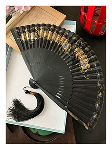 VSULZVNU Faltventilator Chinesischer klassischer Faltfächer Chinesischer Vintage Faltbarer Bambus Bronzing Fan Tragbarer Handgefertigter chinesischer Hanfu Handventilator Ventilador Fan (E) (B)