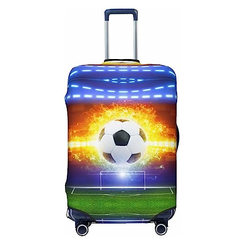 Miniks Reisegepäckhülle mit brennendem Fußball, strapazierfähig, passend für 45,7 - 81,3 cm große Gepäckstücke, Größe XL, Schwarz, X-Large