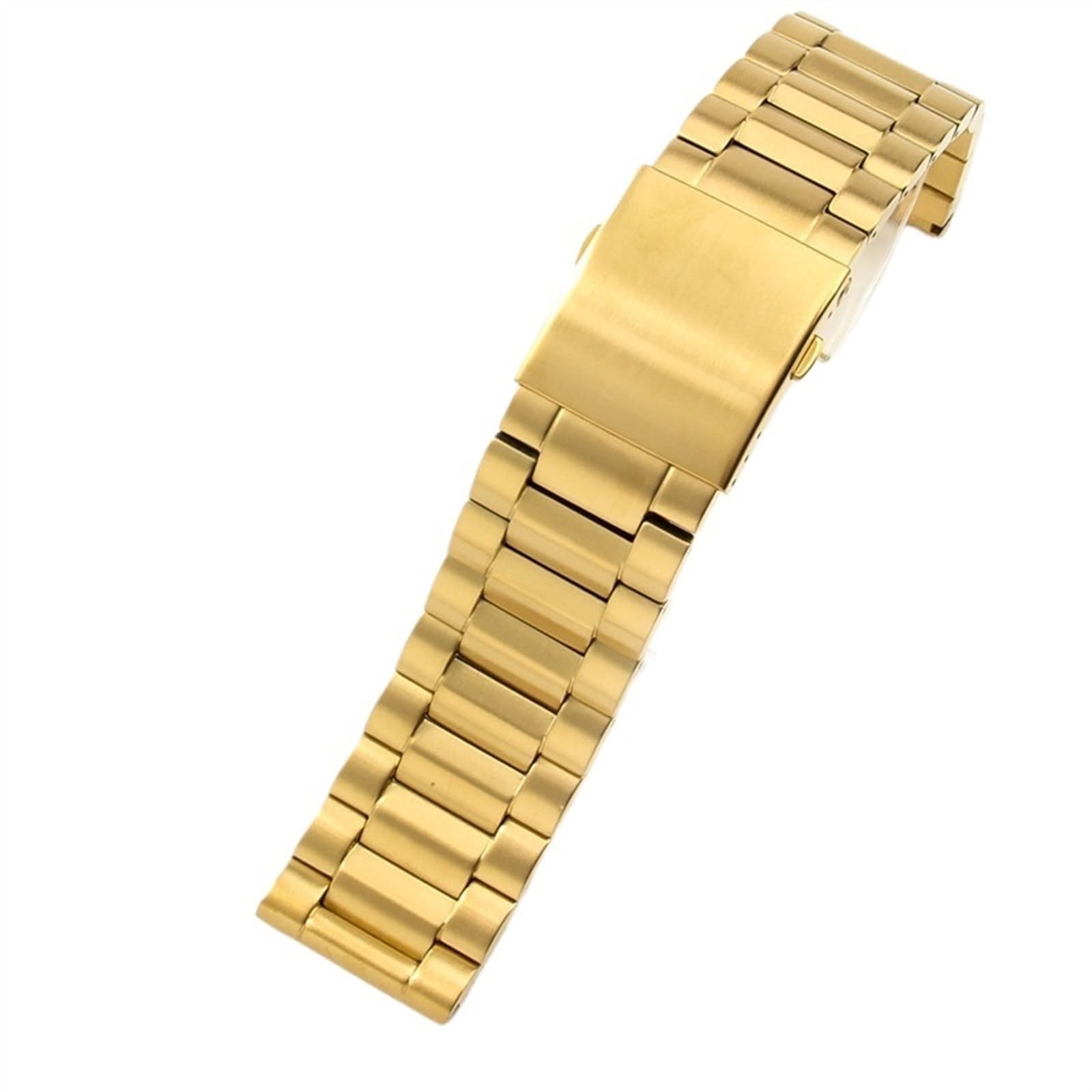 THBGTCNQ Uhrenarmband mit Faltschließe aus massivem Edelstahl, Schwarz/Gold, 22 mm, 24 mm, 26 mm, 28 mm, universell geeignet for herkömmliche Uhren(Gold,24mm)