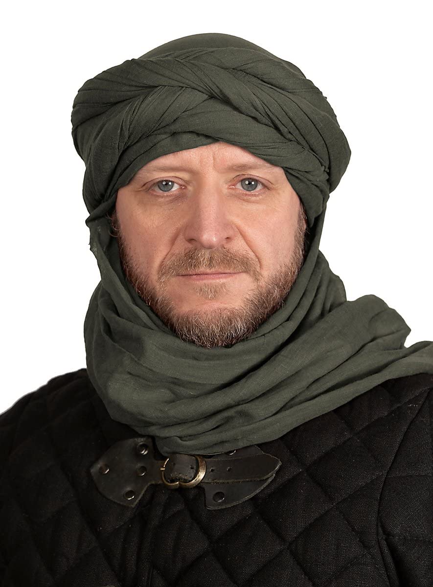 Turban Kopftuch Halstuch Schal - 4x1m - Grau - für LARP, Cosplay Orient Karneval Halloween