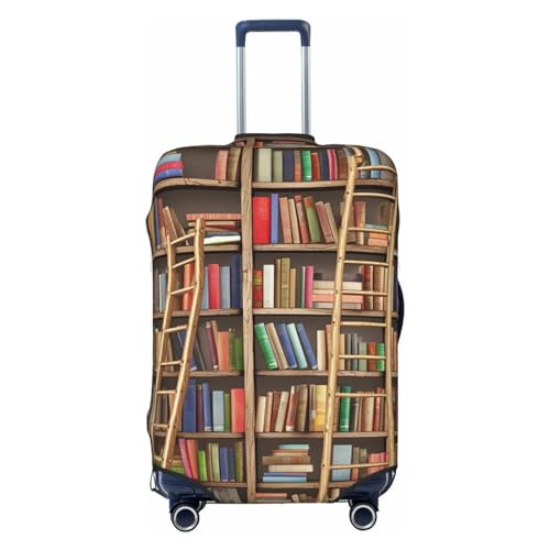 Lustige Bücherregal-Kollektion und Leiter-Gepäckabdeckungen für Koffer, waschbar, modisch, dehnbar, kratzfest, passend für 45,7 - 81,3 cm Gepäck, XL, Schwarz, Schwarz , XL