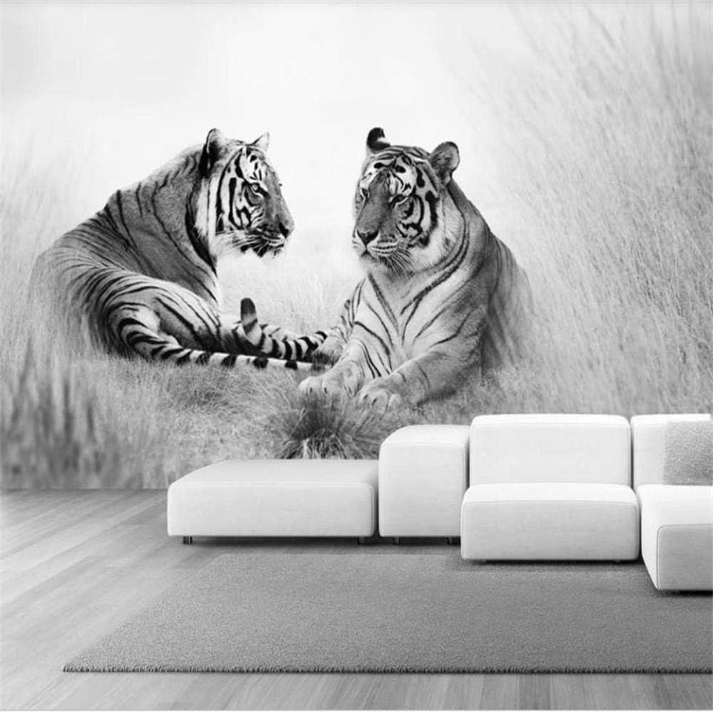 Schwarzer Und Weißer Tiger 3D Tapete Poster Restaurant Schlafzimmer Wohnzimmer Sofa TV Dekorative Wand-200cm×140cm