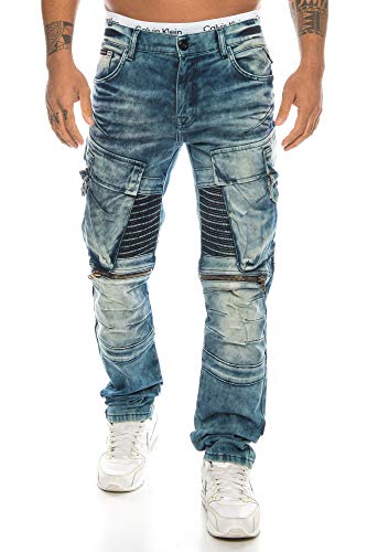 Cipo & Baxx Herren Jeans Hose mit aufwendigen Details (W34/L32)