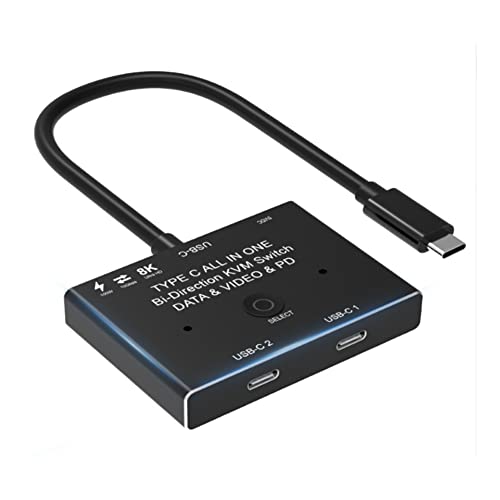 Ferleiss KVM USB C Zweiwege Schalter 1X2/2X1 USB 3.1 Splitter Daten Video Switcher 8K @30Hz PD 100W für PC Monitor Handy