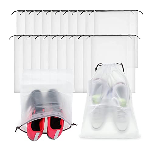 Ghulumn 50 Stück transparente Schuhtaschen für die Reiseverpackung Große transparente Schuhtaschen mit Kordelzug Organizer für tragbare Schuhtaschen, durchscheinend