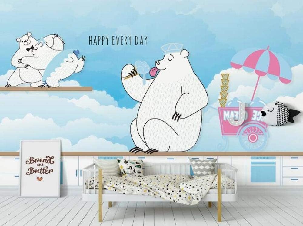 Cartoon Fischbär 3D Tapete Poster Restaurant Schlafzimmer Wohnzimmer Sofa TV Dekorative Wand-430cm×300cm