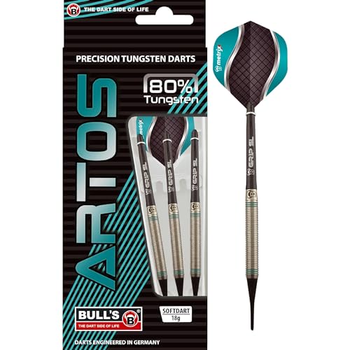 Bull's Unisex – Erwachsene Artos AR1 Softdart Dartpfeile, FARBIG Silber, 20g