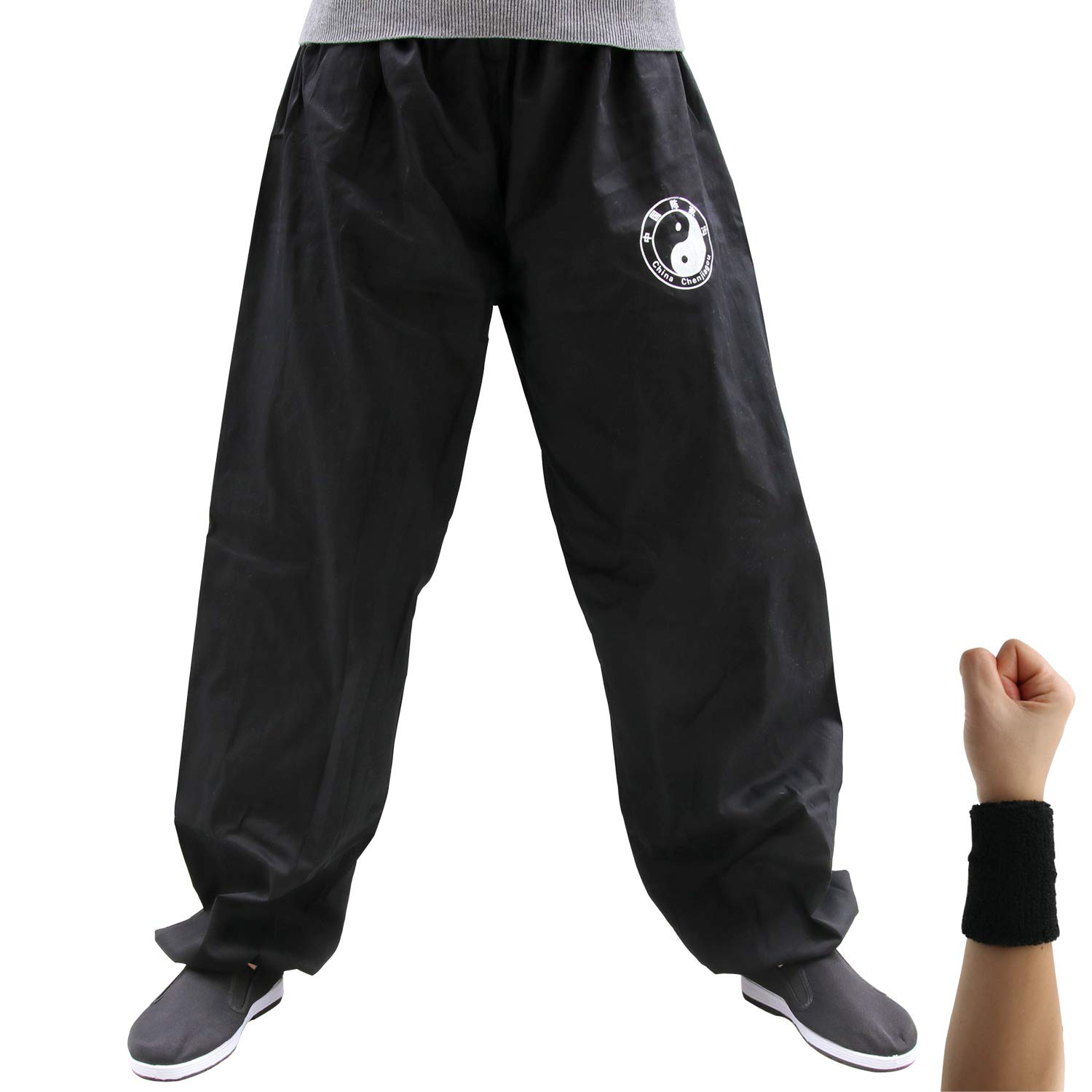 Dee Plus Tai Chi Trainingshose | Damen und Herren Kung Fu Uniformen Kampfsport | Qigong Wing Chun Shaolin Weite Beine Knickerbocker Kleidung -Baumwolle (3XL)