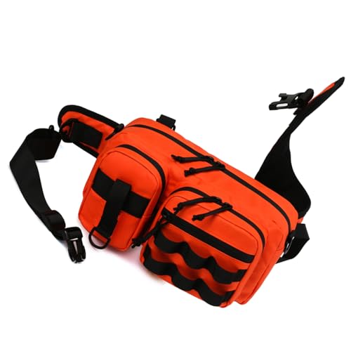 AGONEIR Camping Große Kapazität Angelausrüstungstasche Wasserdicht Wandern Crossbody Brusttasche Hüfttasche Outdoor Reise Schultertasche Multifunktionale Tasche, Orange