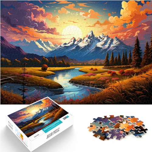 Puzzle zum Verschenken, Farbe: Grand-Teton-Nationalpark, 1000 Teile, Puzzle für Erwachsene, Holzpuzzle, einzigartiges Herausforderungsspiel, 1000 Teile (50 x 75 cm)