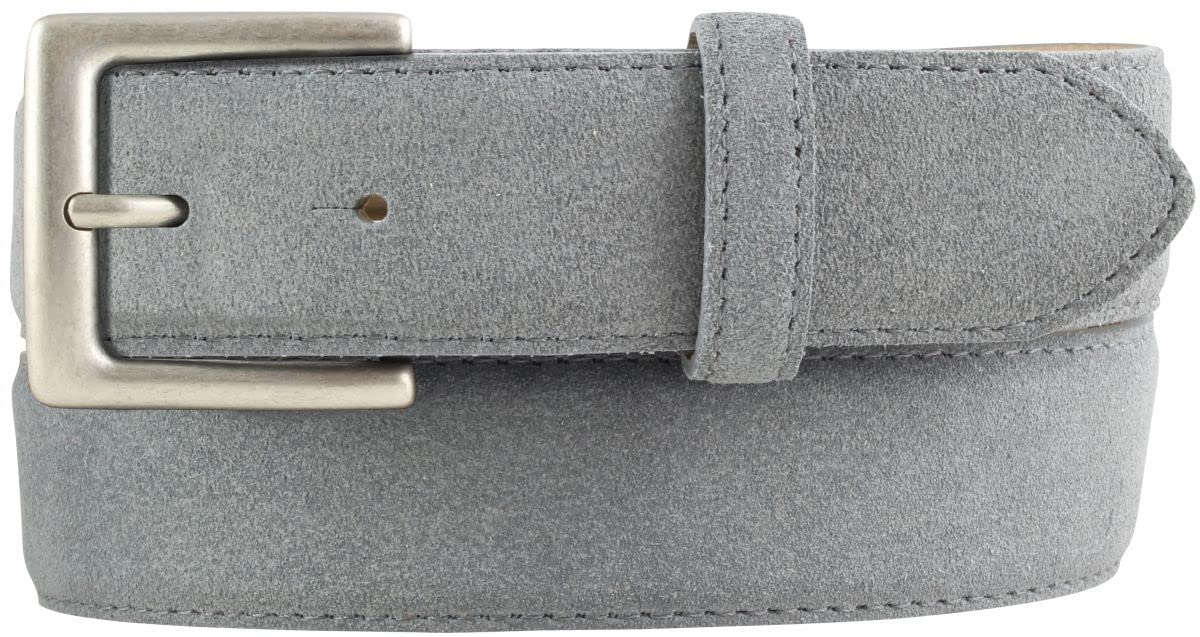 BELTINGER Gürtel aus Veloursleder 3,5 cm | Velour-Ledergürtel für Herren 35mm | Wildleder-Gürtel mit antik-silber Gürtelschließe | Dunkelgrau 105cm