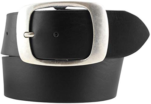 BELTINGER Jeansgürtel aus Vollrindleder 5 cm mit Doppel-Schnalle | Leder-Gürtel 50mm | Breiter Ledergürtel aus echtem Leder | Schwarz 115cm