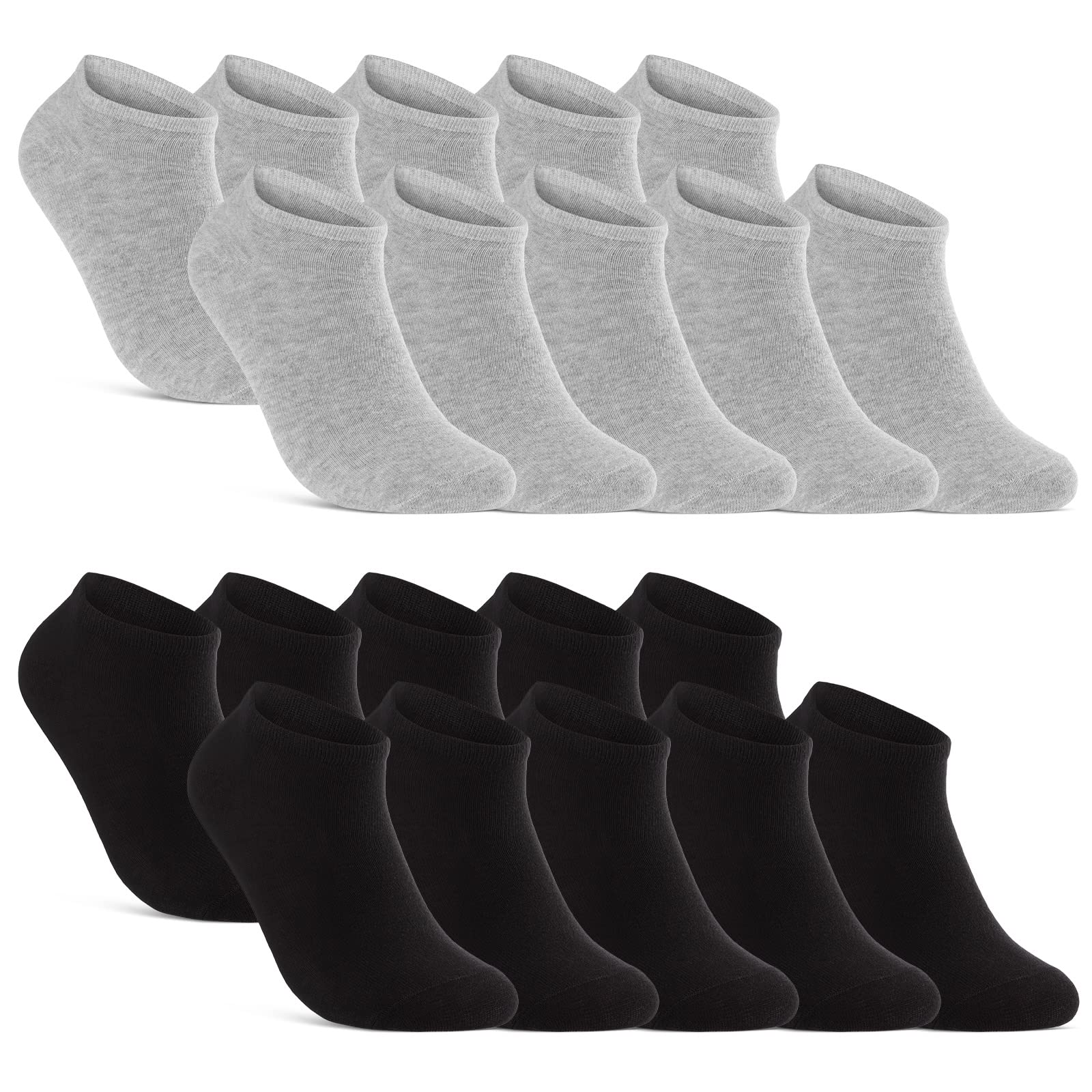 10 | 20 | 30 Paar Sneaker Socken Herren Damen Schwarz Weiß Grau Baumwolle 16900 (10x Schwarz + 10x Grau 35-38)