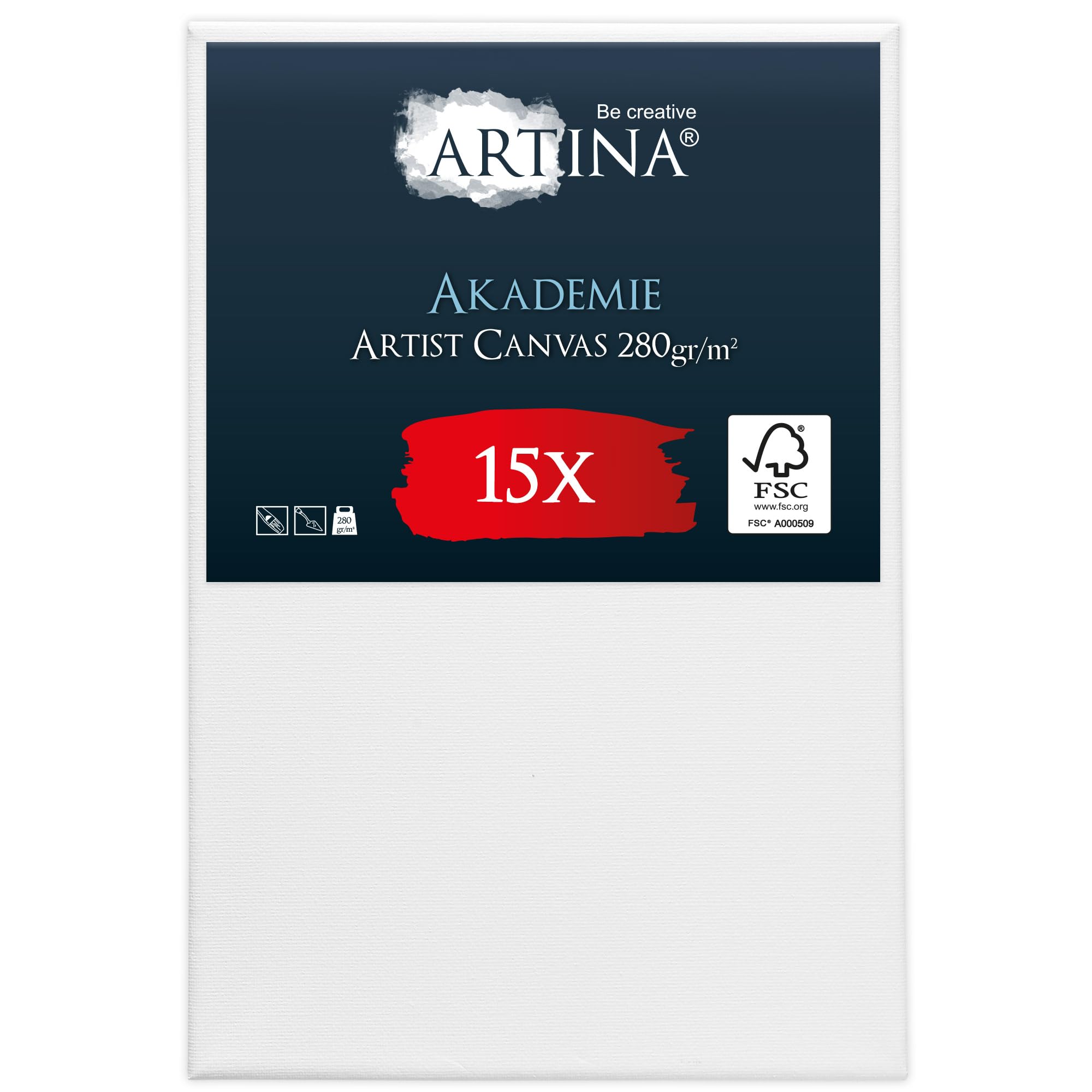 Keilrahmen Leinwand zum Bemalen 20x30 cm – Artina FSC® 15er Set Leinwand Keilrahmen Leinwände für Acrylfarben Canvas 100% Baumwolle – bespannte Keilrahmen Leinwände zum malen Acryl Leinwand Rahmen