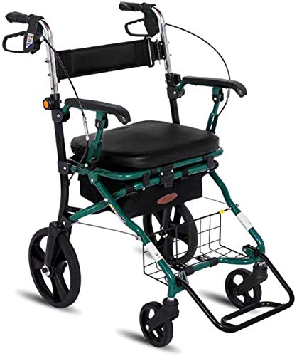 Ältere Gehhilfen mit Rädern und Sitz, verstellbarer, zusammenklappbarer Rollator mit breiten, rutschfesten Rädern, kompaktes Design, Backfinish-Gehhilfen für Senioren Comfortable anniversary