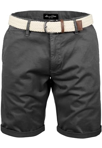 Amaci&Sons Herren Chinoshorts inkl. Gürtel Männer Kurze Bermuda Hose Regular Fit Gurt7030 Anthrazit W29