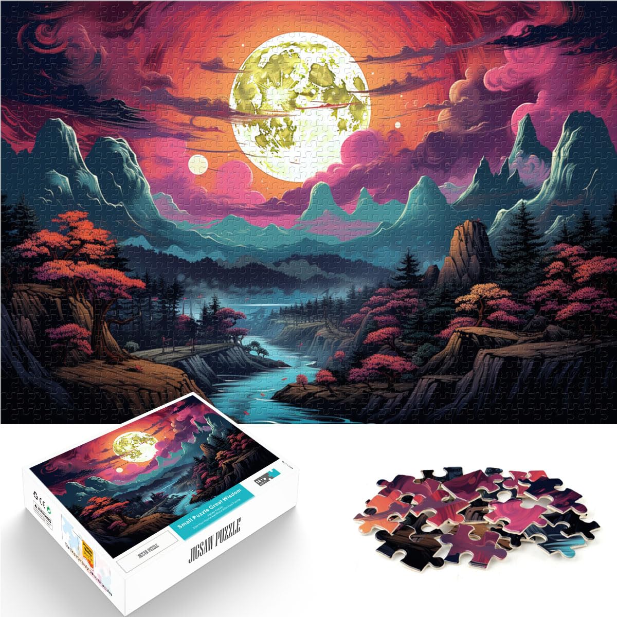 Puzzles für Fantasielandschaften, Puzzles 1000 Teile für Erwachsene, Holzpuzzles, Familienspiel zum Stressabbau, schwieriges Herausforderungspuzzle, 1000 Teile (50 x 75 cm)