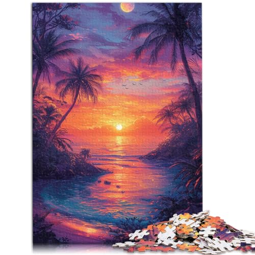 Puzzlespiel Psychedelischer Strandsonnenuntergang, 1000-teiliges Erwachsene, Spielspielzeug die Familie, Puzzlegeschenk, Familienspiele, Weihnachtsgeburtstagsgeschenke (50 x 75 cm)