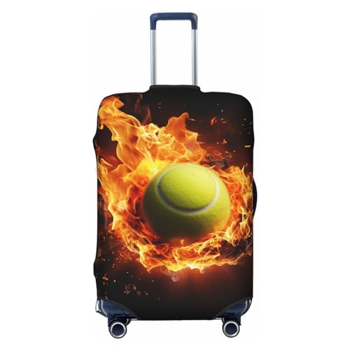 CSGJMYGS Reisegepäck-Abdeckung, elastisch, waschbar, modisch, kratzfest, für Tennis auf Feuer, Koffer-Schutz, passend für 45,7 - 81,3 cm Gepäck, Schwarz , XL