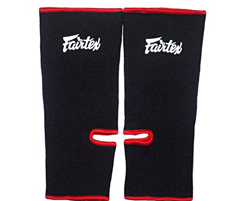 Fairtex Fußknöchel-Stütze für Muay Thai, K-1, MMA, Boxen, Kickboxen; schwarz und rot, Einheitsgröße.