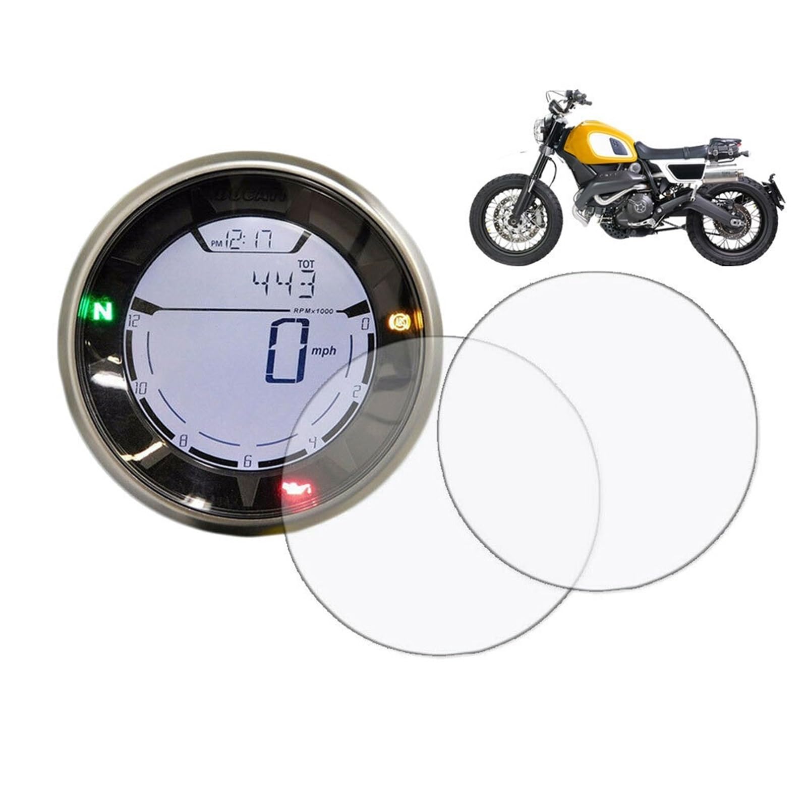 VLZUNO Motorrad-Tacho-Cluster-Kratzschutzfolie, Displayschutzfolie, for Ducati Scrambler 400 800 2017 2015 2016 2018–2022 Armaturenbrett-Displayschutz(2 PCS)