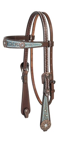 Weaver Leder Savanne Stirnband Halfter, 10-0420, Metallic Turquoise/Brown