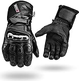 Winter wasserdichte Leder Handschuhe Motorrad Knöchel Schutz - Schwarz, XL