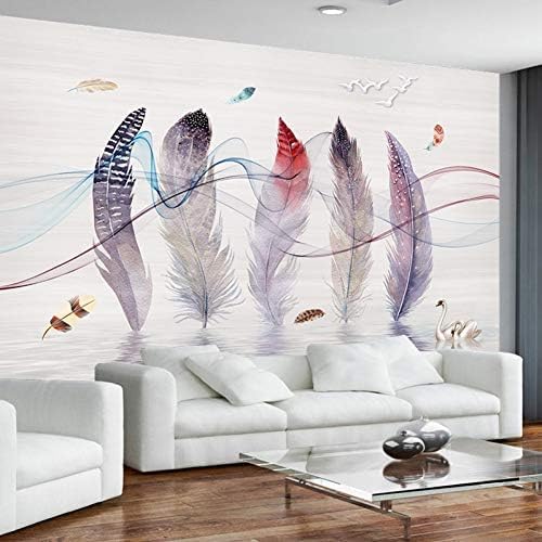 Bunte Feder Paar Schwan Landschaft Dekoration 3D Tapeten Wanddekoration Fototapete Sofas Wohnzimmer Wandbild Schlafzimmer-300cm×210cm