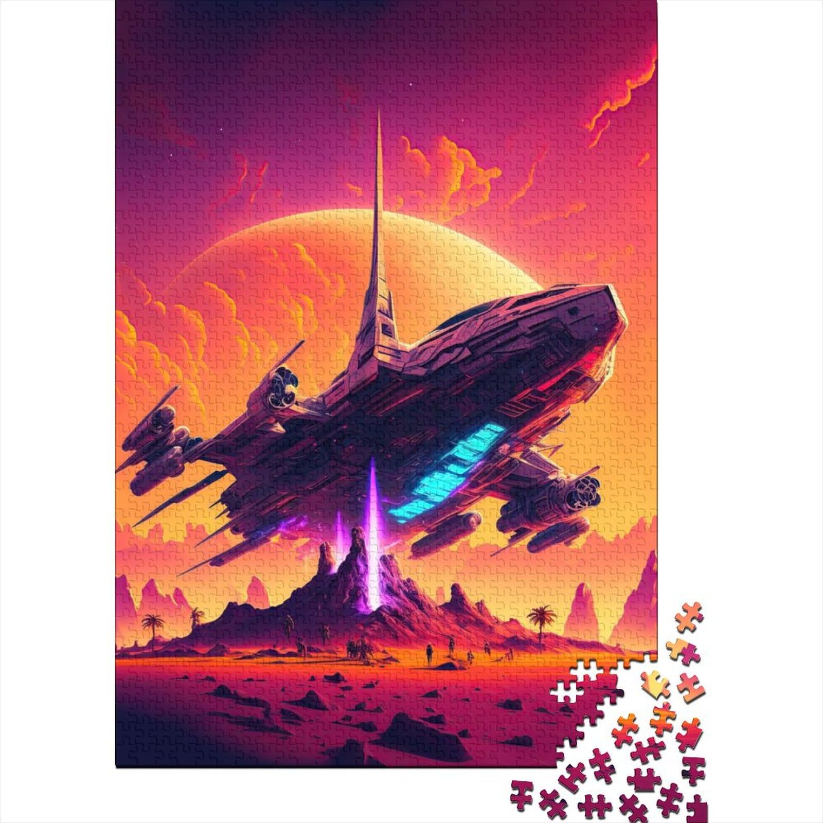 500-teiliges Puzzle für Erwachsene Teenager. Raumschiff-Sonnenuntergang-Puzzles für Erwachsene und Teenager. Entspannendes, intellektuelles Lernspielzeug (Größe 20,47 x 14,96 Zoll)