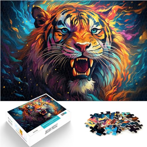 Puzzle Fantasie Bunter Tiger für Erwachsene 1000 Teile Puzzle Holzpuzzle Spielzeug Puzzles Lernspiele Stressabbau Puzzles 1000 Teile (50x75cm)