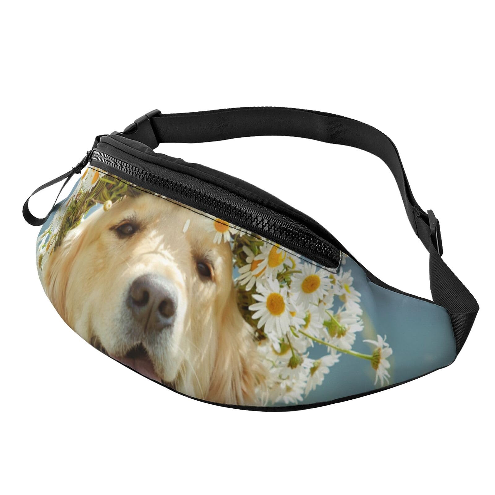 HSJFS Modische Hüfttasche mit buntem Fußballdruck, verstellbare Hüfttasche, lässige Brusttasche, Golden Retriever Hund, Einheitsgröße