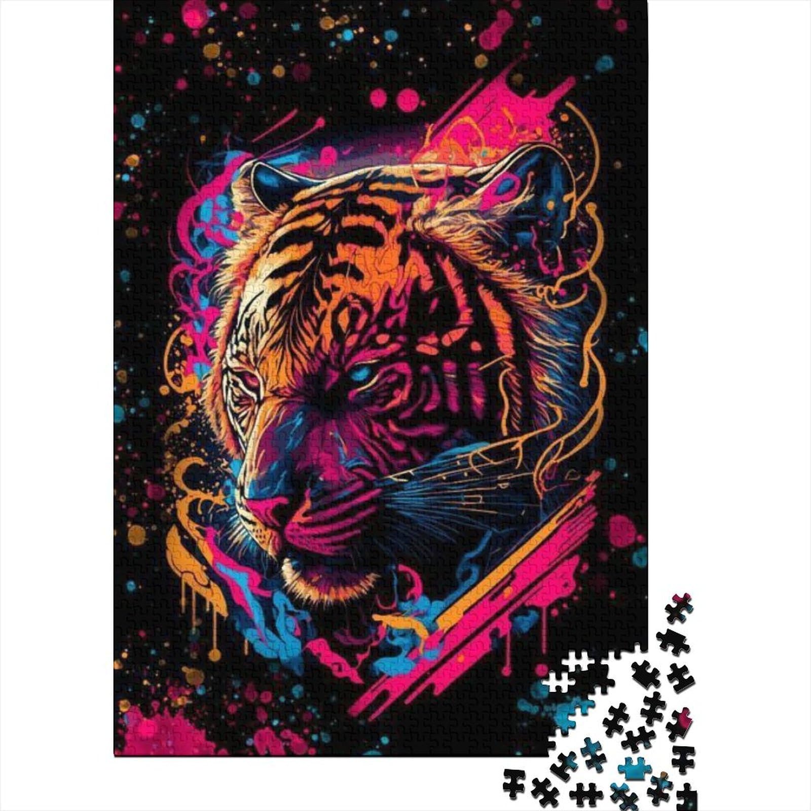 Puzzle für Erwachsene, 500 Teile, Tiger, 500 Teile, Puzzle aus Holz für Erwachsene und Jugendliche ab 14 Jahren, 500 Teile, Puzzle, Geschenke, Größe: 52 x 38 cm