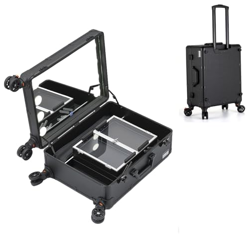 Kosmetikkoffer für Damen, Kosmetik Organizer, Kosmetik Trolley Rollkoffer Schminkkoffer mit 360° drehbaren, Professionelle Make Up Tasche, Make up Organizer Koffer Multikoffer Etagenkoffer (Size : C