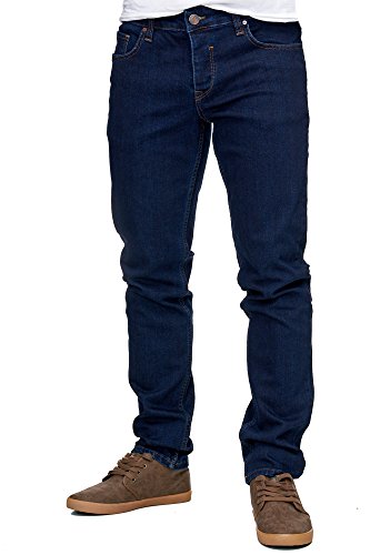 Reslad Jeans-Herren Slim Fit Basic Style Stretch-Denim Jeans-Hose RS-2063 Dunkelblau W34 / L32