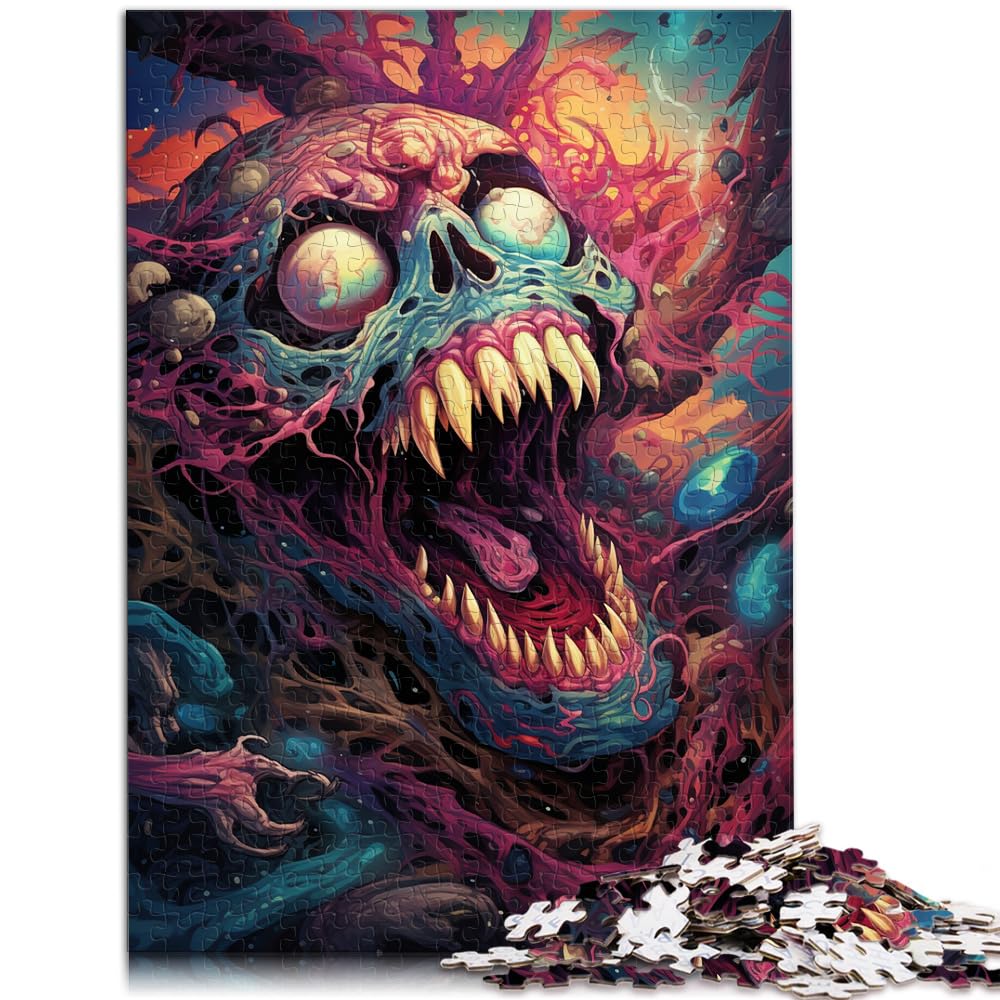 Puzzle-Geschenk, farbenfrohe Totenkopfkunst, 1000 Teile, Premium-Puzzle, Holzpuzzle mit vollständig ineinander greifenden und zufällig geformten Teilen, 1000 Teile (50 x 75 cm)