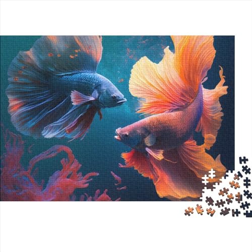 Goldfisch im Wasser, Holzpuzzle für Teenager, schwierige, anspruchsvolle Puzzles mit 1000 Teilen, Spielspielzeug für Erwachsene, Familienpuzzle, Geschenk (Größe 75x50cm)