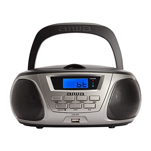 Aiwa BBTU-300BK: Tragbares CD-Radio mit Bluetooth, USB, AUX-IN, Radio-Tuner, Sonderedition für Jungen und Mädchen