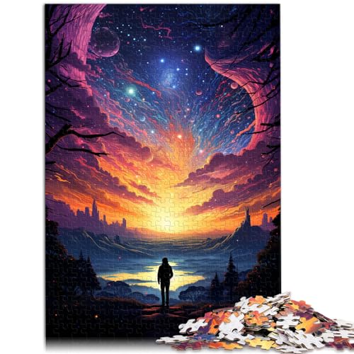 Spielzeug Puzzle Bunter Fantasie-Sonnenuntergang Sternenhimmel 1000 große Teile Puzzle für Erwachsene Holzpuzzle Familienspiel für und 1000 Teile (50x75cm)