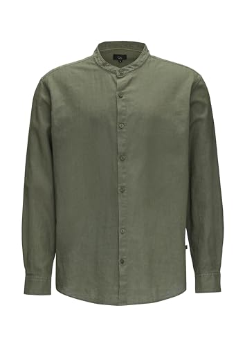 QS Herren 2146329 Hemd langarm, Leinenmix, Olive 7929, L