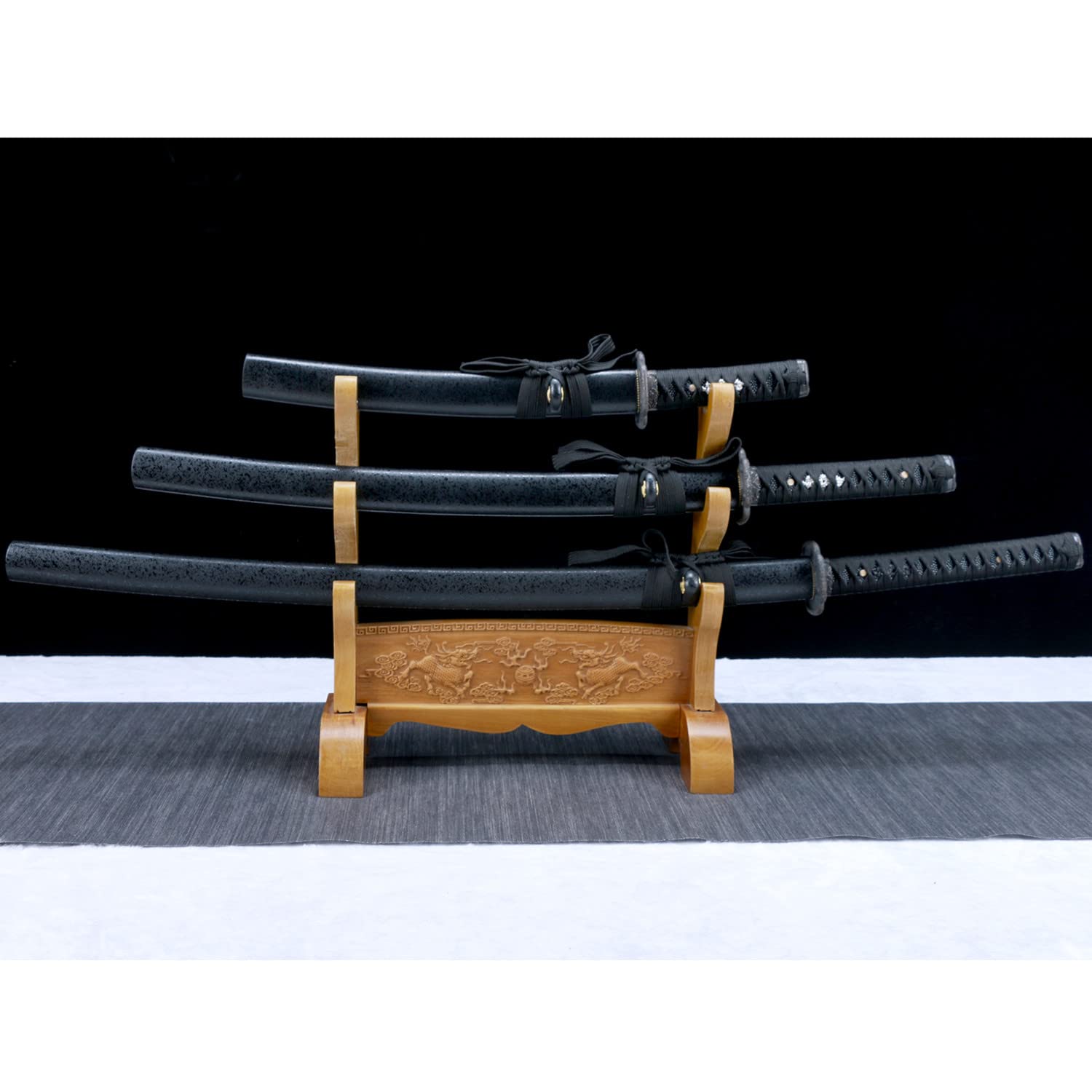 LQSMX sword Samurai Schwert 3-teilig scharf Set Handgeschmiedeter hoher Manganstahl Geschenk, Dekoration und Überleben im Freien