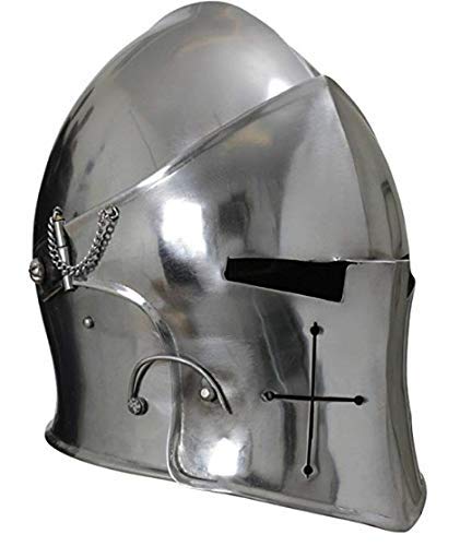 Armor Barbuta Helm Ritter Tempelritter Kreuzritter Rüstung Helm Römischer Spartaner Silber Finish Standardgröße, passt Fast Allen Erwachsenen