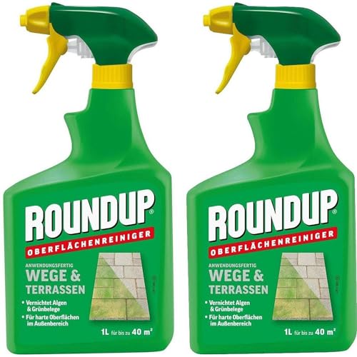 Roundup Wege & Terrassen Anwendungfertig in 1 Liter Spray Flasche 2 x 1 Liter