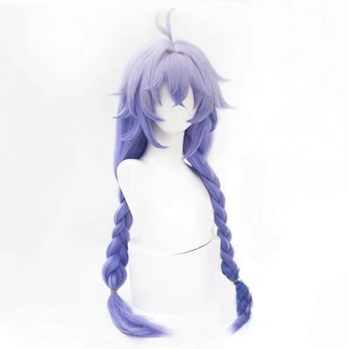 WCCNKK Anime Cosplay Perücke, Honkai Star Rail Bailu Perücke, 85 cm Langes Lila Haar Mit Farbverlauf, Mit Kostenloser Perückenkappe, Für Party Alltag Halloween Perücke Cosplay, Anime-Geschenk